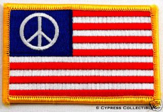 AMERICAN FLAG iron on PATCH PEACE SIGN ANTI WAR PROTEST OCCUPY WALL 