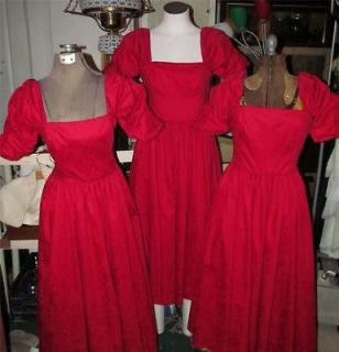 Vintage Laura Ashely Red Floral Damask/Brocade Bridesmaid Dress Prom 