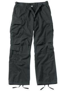 PANTS VINTAGE STYLE CARGO FATIGUES BLACK COTTON POLY BLEND ROTHCO 