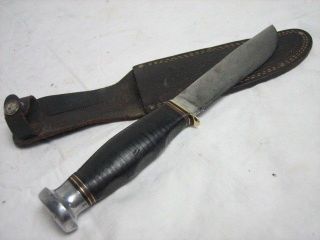 60) Vintage Ka Bar Fixed Blade Hunting Knife w/ Sheath Kabar
