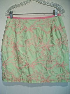 LILLY PULITZER 8 Skirt Monkeys Palm Trees Pistachio Green & Pink