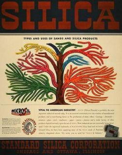 1941 Ad Standard Silica Sand Uses Tree Diagram UNUSUAL   ORIGINAL 