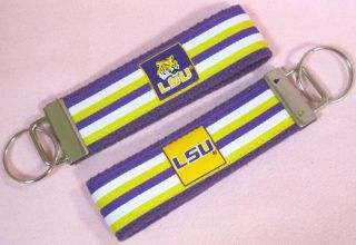 LSU Tigers Louisiana State College Wristlet Wrist Key Chain Key Fob 