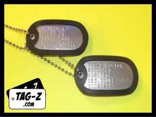 Military Dog Tags   Custom Embossed Stainless   GI Identification w 
