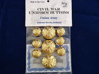 Union Army Civil War Buttons   Union Eagle   9 pc Blazer Set   NEW