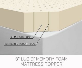 Lucid 3 Ventilated Memory Foam Mattress Topper   Full Size   NEW IN 