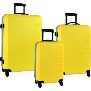 NAUTICA AHOY HARDSIDE SPINNER 3 PIECE LUGGAGE SET YELLOW SILVER $1040 