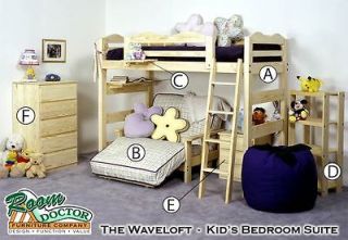 twin size kid s loft bedroom pkg w futon lounger