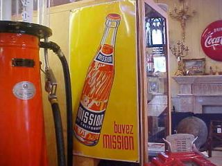 Vintage Antique 1940s Mission Orange Metal Advertising Sign Rare Lg 