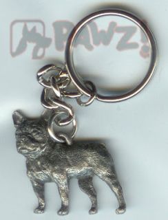 FRENCH BULLDOG Dog Fine Pewter Keychain Key Chain Ring Fob