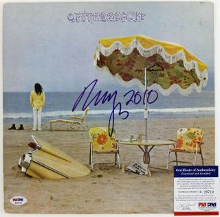 NEIL YOUNG ON THE BEACH SIGNED AUTHENTIC ALBUM COVER PSA/DNA #K29710