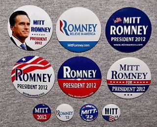 Mitt Romney President 2012 TEN Buttons Pins Republican GOP Tea Party 