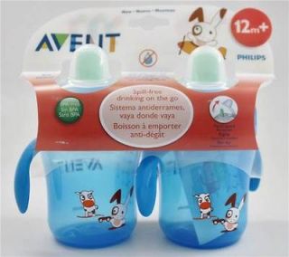 Philips AVENT 2 PACK 9 oz Hard Spout Toddler Sippy Drinking Cups BLUE 