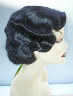 fingerwave quality wig skin top rose off black 1930 s