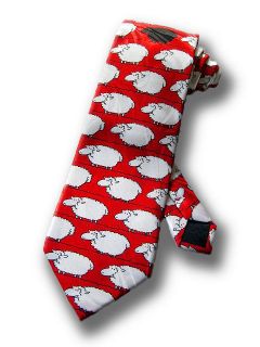 new black sheep necktie humorous farm animal red tie