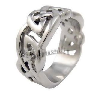   Silver Celtic Knot Hollow Stainless Steel Band Ring Size 9, 10, 11, 12