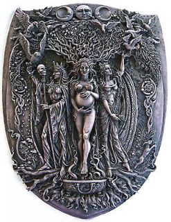 Maiden Mother Crone Triple Goddess Wall Plaque Stone Finish Resin 