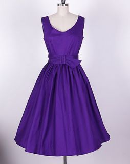 50s Audrey Hepburn Style Purple Dress Size 1X Pinup Vintage Swing