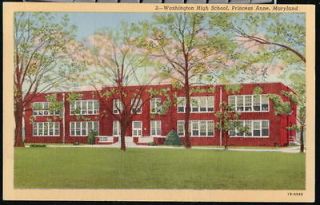   ANNE MD Washington High School Vintage Linen Postcard Old Maryland PC