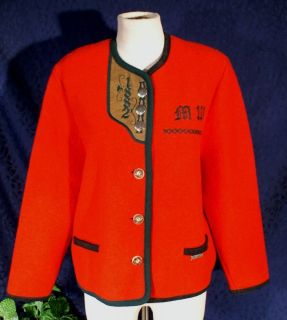 trad manfred wesenjak red boiled wool jacket sz 10