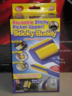 ORIGINAL STICKY BUDDY 2 PC SET REUSABLE PICKER UPPER WITH BULT IN 