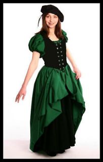 RENAISSANCE WENCH CELTIC SCOTTISH COSTUME TUDOR IRISH GREEN OVER DRESS 