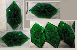 GERMANY VINTAGE LAMP 2 GREEN ETCHED GLASS PRISMS