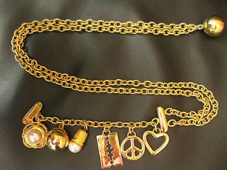 RARE  VINTAGE 80s MOSCHINO by REDWALL * Chain Belt with Charms 