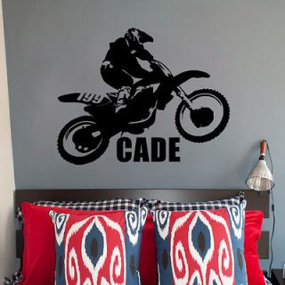 Motocross Racing Dirt Bike Custom Name Wall Decal