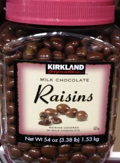 38Lb Raisins Covered in Milk Chocolate Kirkland, 54oz   Fast Free 