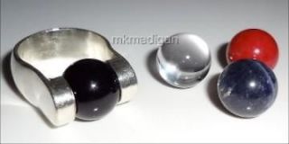 Silpada Size 7 Sterling Silver Interchangeable Ball Ring Onyx R0328 