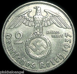   3rd Reich 1937G SILVER TWO REICHSMARK COIN RARE COIN S&H DISCOUNTS