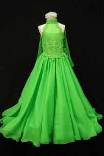  Glitz Pageant Bridal Formal Long Dress lime green Sz 7 8 10 12 14