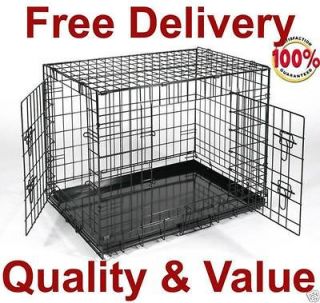 42 two door folding dog cage crate kennel w divider