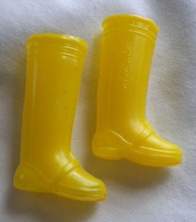 yellow rain boots barbie midge mattel vintage squishy vg