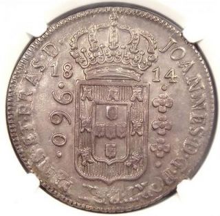 1814 B Brazil 960 Reis (960R)   NGC MS61   Rare Uncirculated Coin 