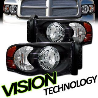 2002 2005 Dodge Ram Pickup Truck JDM Blk Crystal Headlights+Amber 