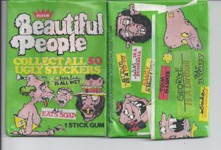 1978 FLEER BEAUTIFUL PEOPLE UNOPENED UGLY STICKER PACK FROM BOX RARE 