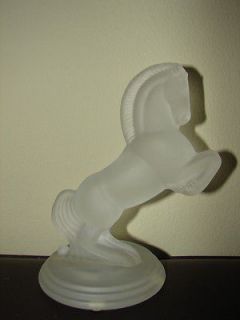 Art Deco Glass Horse Figure Rearing Stallion Frosted Glass Franklin 