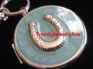   Western cowgirl silver plated horse shoe pill box key chain ring charm