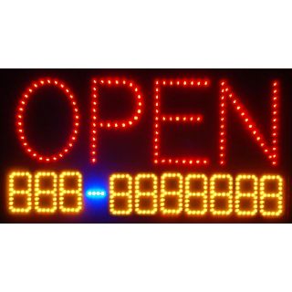   OPEN Phone Number Led Light Business Sign Window Animated Motion Neon