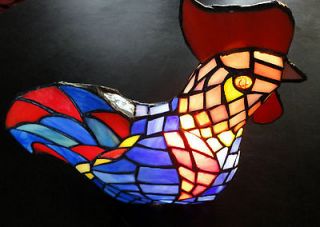 Stained Glass Red Eye Rooster Tiffany Style Table Lamp Light Kitchen 