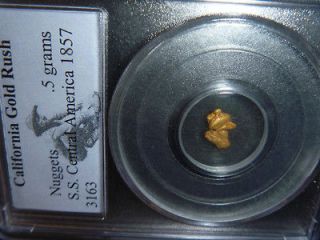 PCGS S.S CENTRAL AMERICA 1857 SHIP of GOLD .5grams Gold Nuggets