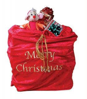 SANTA CLAUS RED VELVET SACK BAG CHRISTMAS COSTUME ACCESSORY FW7534