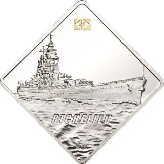 palau 2010 battleship richelieu 2oz silver coin proof from china