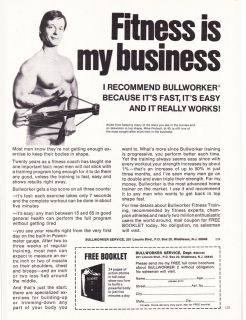 Original Print Ad 1976 Fitness is my Business I Recommend BULLWORKER 