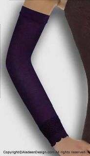 Muslim clothing Classic Poly Deep Purple Arm Sleeve Covers w/Lace trim