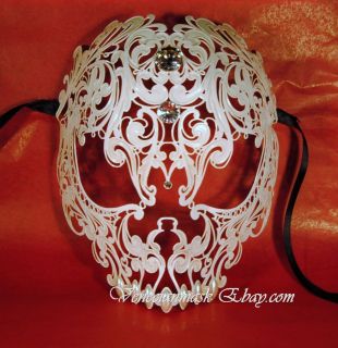   ,venetian mask white,AUTHENTIC, swarovski,Skull mask,Mens masquerade