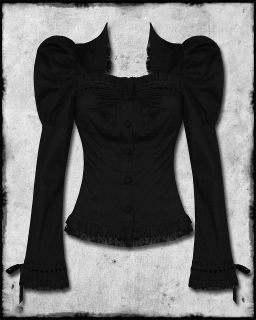 SPIN DOCTOR BLACK STEAMPUNK GOTH VTG VICTORIAN STYLE CARDINAL BLOUSE 