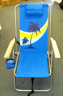   High Back Steel Backpack Camping Beach Chairs by On The Edge  Blue